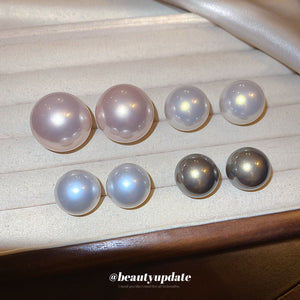 Round Pearl Stud Earrings in Four Colors and Sizes
