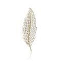 Pearl Leaf Brooch Gold Silver Tone Alloy Feather Pin view 1
