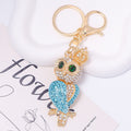 Rhinestone Owl Keychain Gold Crown Crystal Animal Charm view 2