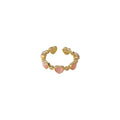 Gold Tone Multicolor Heart Stone Adjustable Open Ring For Women view 5