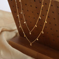 Gold Baguette Zircon and Square Plate Station Chain Necklace view 2