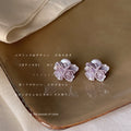 Lilac Pearlescent Flower Stud Earrings Two Designs view 3