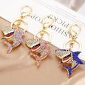 Open Mouth Jeweled Shark Keychains in Three Pictured Colors view 2
