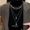 Layered Chain and Teardrop Pendant Necklace Statement Fashion Jewelry view 3