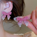 Crystal Bow Statement Stud Earrings in Five Colors view 4
