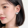 Silver Brushed Butterfly Stud Earrings Micro Zircon Pair view 2
