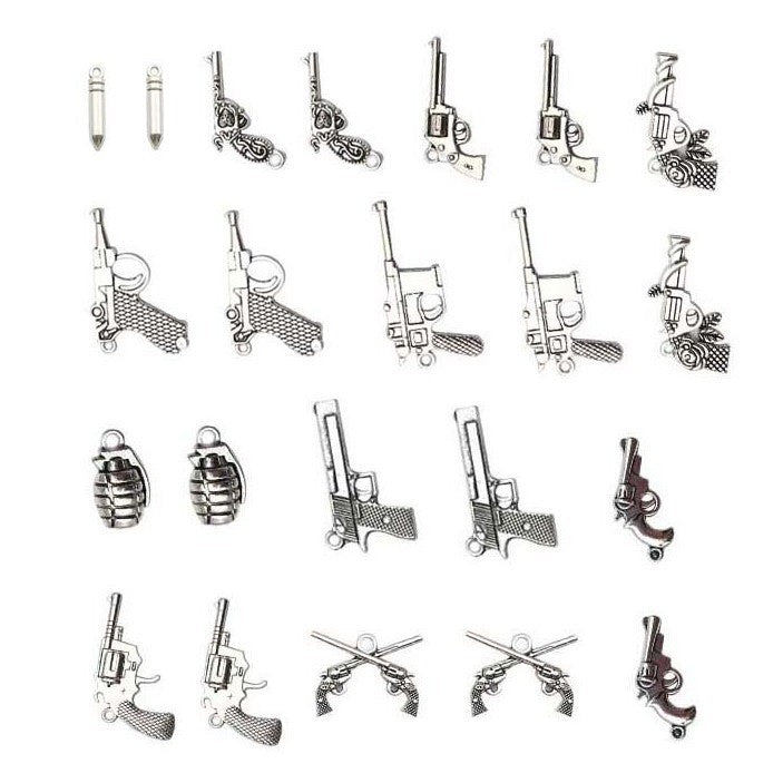 Antique Silver Zinc Alloy Gun Bullet Weapon Charm Pendant for DIY Necklace Bracelet