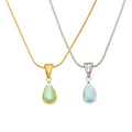 Teardrop Glass Pendant Snake Chain Necklace Gold Steel view 5