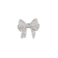 Silver Pave Crystal Bow Brooch Full Rhinestone Cover view 5