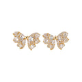 Crystal Bow Stud Earrings in Gold and Silver Tones view 5