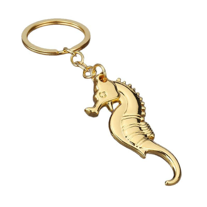 Seahorse Metal Keychain Cute Minimalist Gift Pendant Accessory