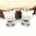 Flocked Mini Animal Dangle Earrings Silver Hooks 7 Styles view 11