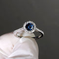 Round Solitaire Halo Slim Ring In Four Stone Colors Silver Tone view 7