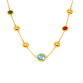 Gold Steel Ball Station Czech Glass Pendant Necklace Colors view 5