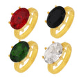 Oval Faceted Glass Statement Ring in Four Jewel Colors view 5