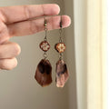 Earth Tone Bead Floral Disc and Botanical Dangle Earrings view 7