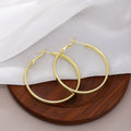 Gold and Silver Large Thin Classic Round Hoop Earrings view 2