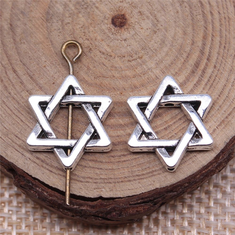 15x14mm 1.3g Antique Silver Zinc Alloy Six-Pointed Star Spacer Beads for Bracelet DIY Jewelry Making
