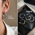 Crystal C Hoop Earrings In Gold And Silver Tone Finishes view 2