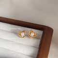 Silver Heart Frame Baroque Pearl Stud Earrings Pair view 4