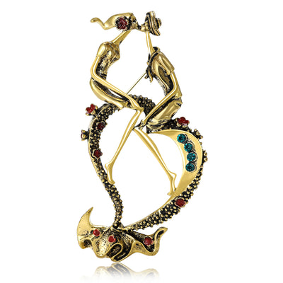 enamel dancing couple heart brooch group view