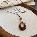 Cord Acrylic Open Ring Pendant Necklace Four Color Styles view 9