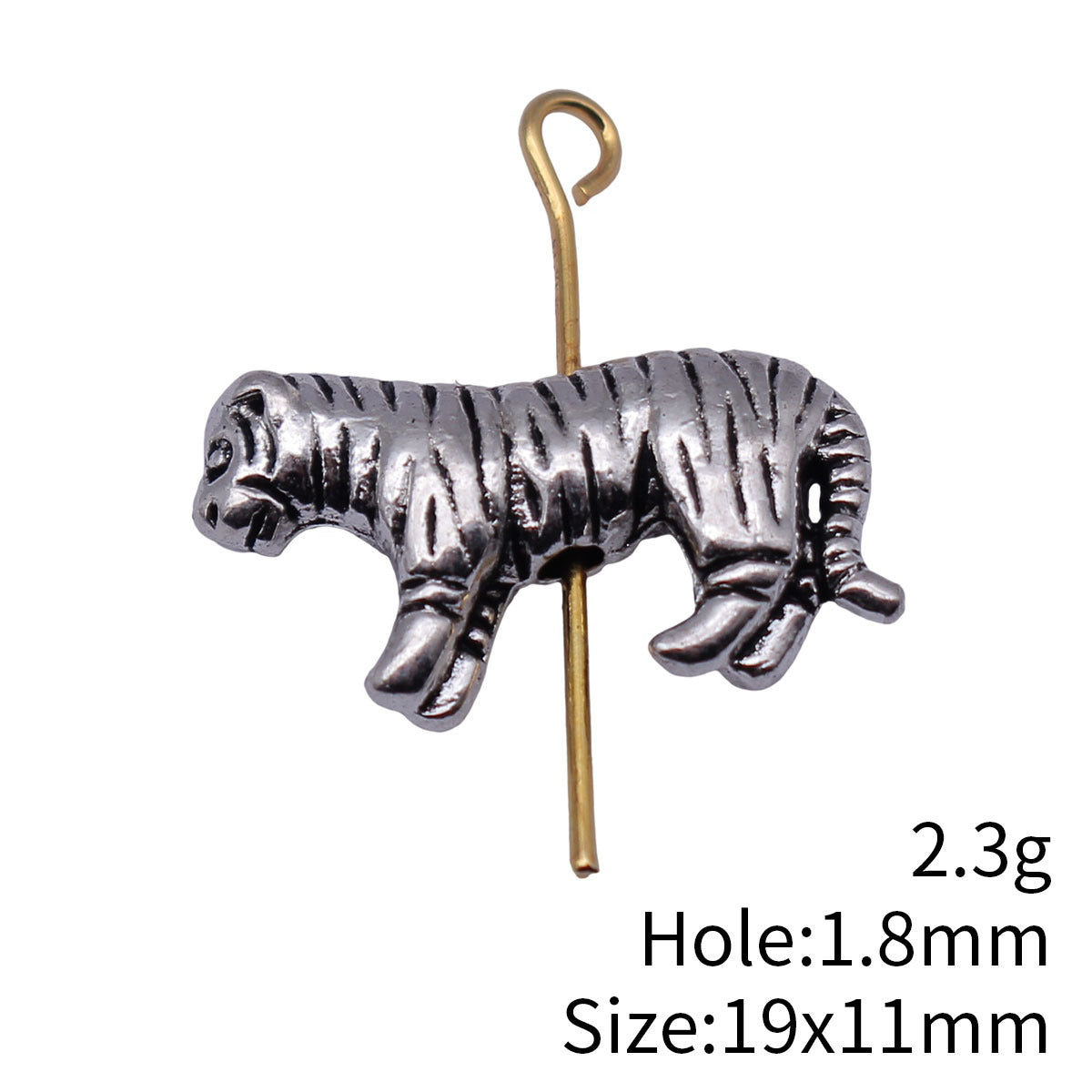 19x11mm 2.3g Antique Silver Zinc Alloy Tiger Hole Beads for DIY Bracelet Jewelry Making