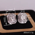 Rectangular Baguette Cluster Stud Earrings In Silver Tone view 4