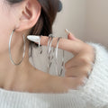Silver Thin Open Hoop Earrings in Four Graduated Sizes view 1