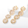 Gold Tone Gold Four Ring Drop Openwork Two Designs Metal Dangle Earrings view 5