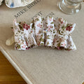 Fabric Floral Ruffle And Cream Bow Twist Hair Claws view 6