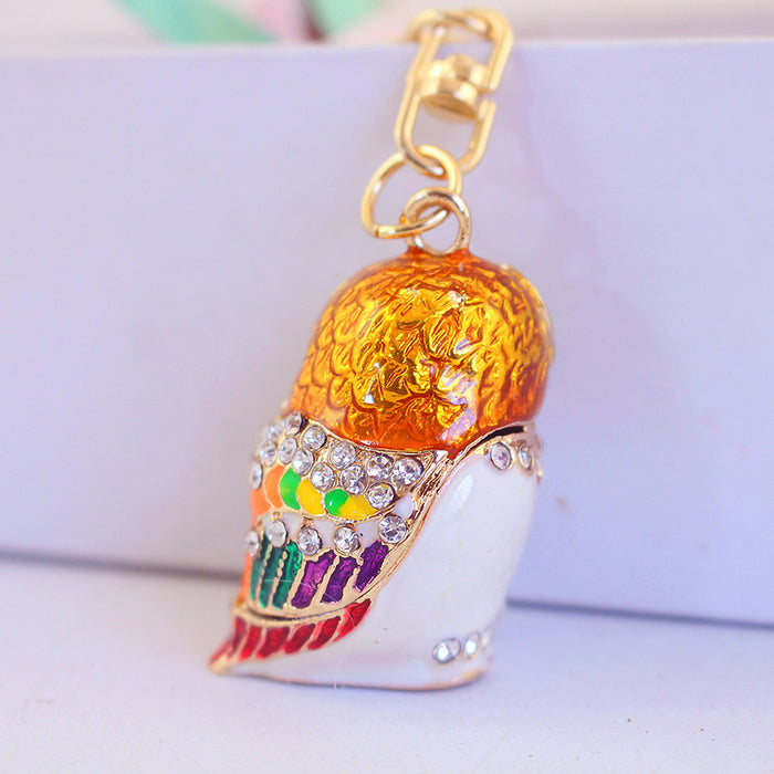 Colorful Rhinestone Owl Keychain Zinc Alloy Bag Charm for Women