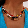 Beaded Necklaces Black White Colorful Or Natural Stone Mix view 1