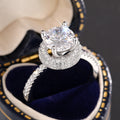 Silver Tone Open Halo Round Center CZ Pavé Band Finger Ring view 2