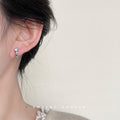 Gold Mini Huggie Hoop Round Crystal Front Stud Pair view 3