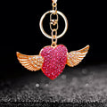 Crystal Winged Heart Keychains in Red Fuchsia and Assorted Options view 2