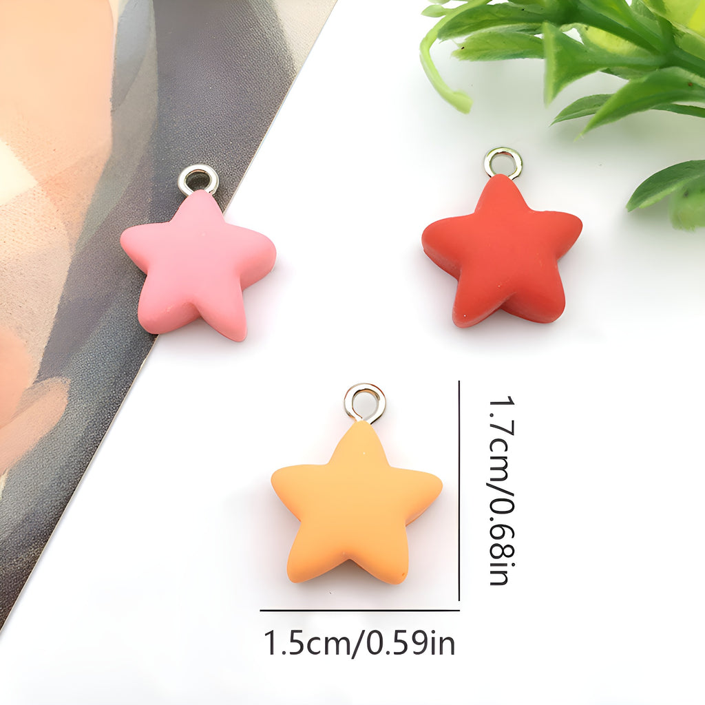 Candy Color Resin Star Charm Pendant for DIY Keychain Jewelry Accessories