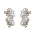 Gold-Tone Pearl Crystal Cluster Earrings Stud and Clip-On view 5