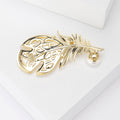 Shell Look Leaf Brooch with Pearl and Crystal Accents view 3