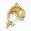Crystal Dolphin Brooch with Pearl Accent in Two Tones view 4
