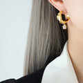 Heart Embossed C-Hoop Earrings Crystal Teardrop Dangle view 7