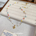 White Bead Multicolor Mushroom Charm Necklace Color Accents view 4