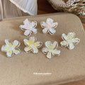Iridescent Five Petal Flower Stud Earrings In Three Tints view 2