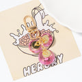 Pink Marble Bead Keychain Gold Clasp Three Round Charms view 3
