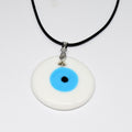 Black Cord Round and Heart Glass Evil Eye Pendant Necklaces view 3