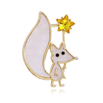 Front view of the fox moon metal brooch