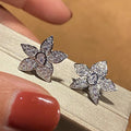 Silver Flower Teardrop Center CZ Stud Earrings Pair view 2