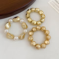 Irregular Metal Nugget Pearl Stretch Bracelet Sets view 8