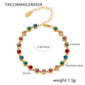 Round Bezel Zircon Tennis Necklace and Bracelet Set view 12