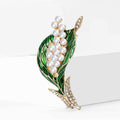 Pearl Lily of the Valley Brooch With Green Enamel Leaves view 2